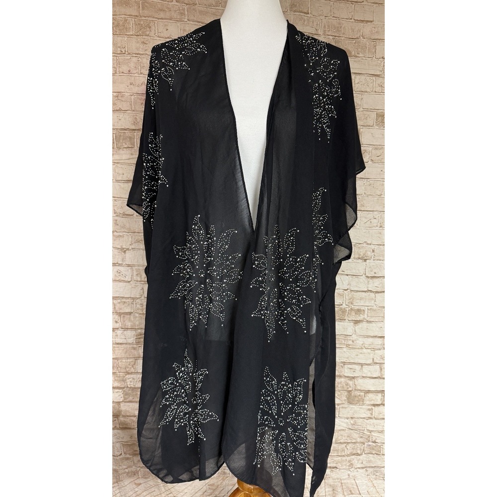 Vintage Jessica McClintock Black Kimono Topper Shawl Cocktail Dressy One Size